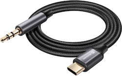 Swissten USB Typ-C Zu 3.5mm Jack Audio Auxiliary Kabel Geflochtenes Nylon 1,5m Schwarze