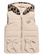 Kids Quilted Sleeveless Double Sided Jacket with Hood Beige
