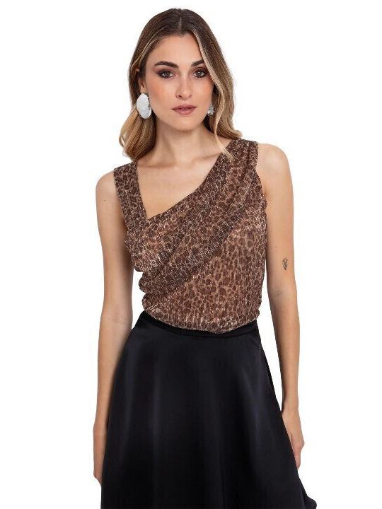 Women's Blouse Drape with Straps Animal Print Leopard