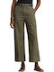 Damen Stoff Capri Hose Khaki