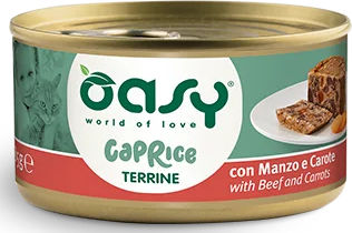 Oasy Υγρή Τροφή για Ενήλικες Γάτες σε Κονσέρβα με Βοδινό, Κρέας και Λαχανικά χωρίς Σιτηρά 85gr
