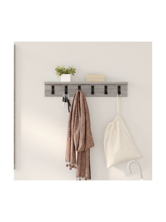 vidaXL Wall Hanger Wooden Gray 60x10.5x10.5cm