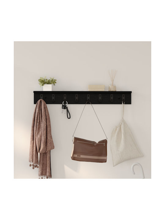 vidaXL Wooden Wall Hanger Black 80x10.5x10.5cm
