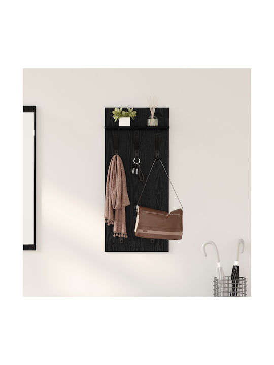 vidaXL Wooden Wall Hanger Black 90x10x40cm 1pc