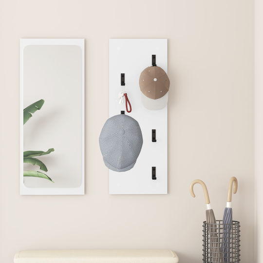 vidaXL Wooden Wall Hanger 5 Hooks White
