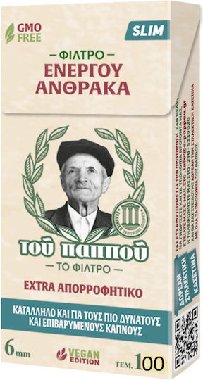 Tou Pappou Filtertips Aktivkohle 6.4mm 100x1Stk