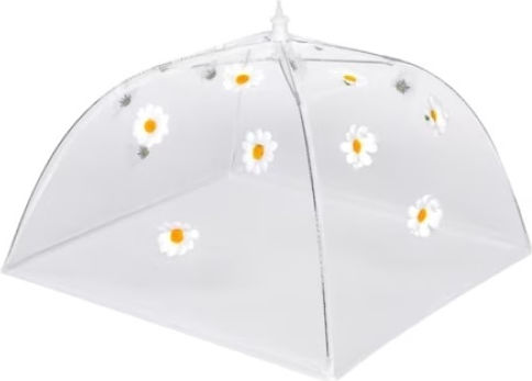 Umbrelă Pentru Alimente Dimensiuni 36 X 36 X 36 Cm Din Dantelă Flori Mici Albe