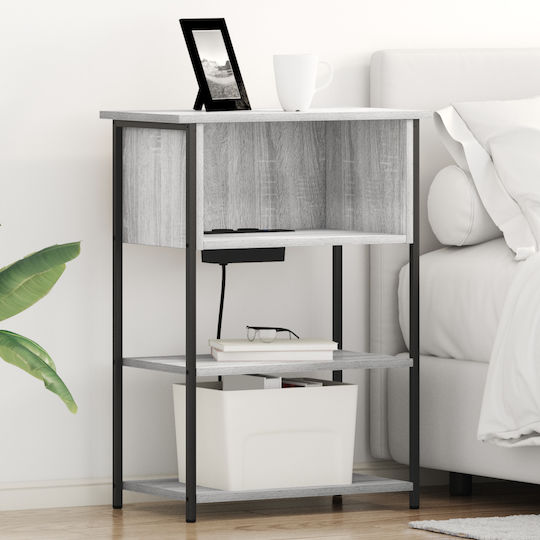 Wooden Bedside Table Gray Sonoma 55x31x76cm