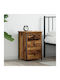 Wooden Bedside Table with Metal Legs Old Wood 40x36x60cm