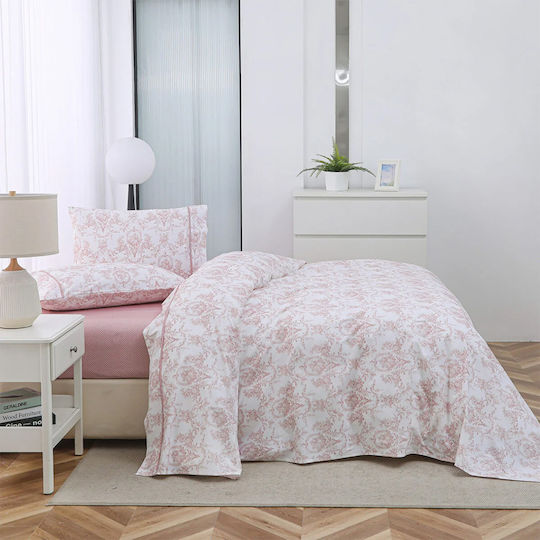 Liolios Home Chantai Σετ Σεντόνια Υπέρδιπλα 245x270εκ. Pink (4τμχ)
