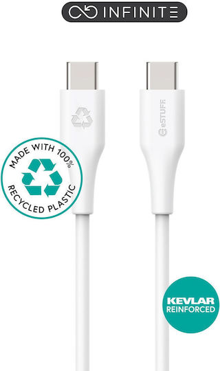 eSTUFF USB 2.0 Cable USB-C male - USB-C 60W PD Λευκό 0.5m ES604070