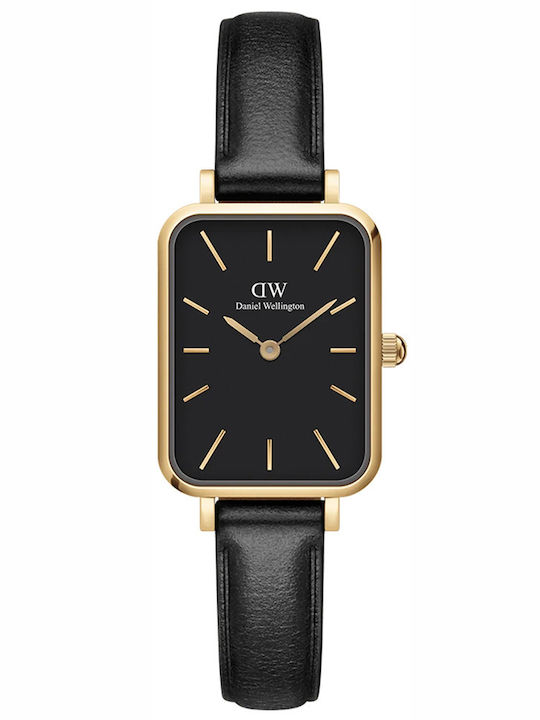 Daniel Wellington Quadro Pressed Sheffield Дамски Часовник 20мм На Батерия С Черна Кожена Каишка