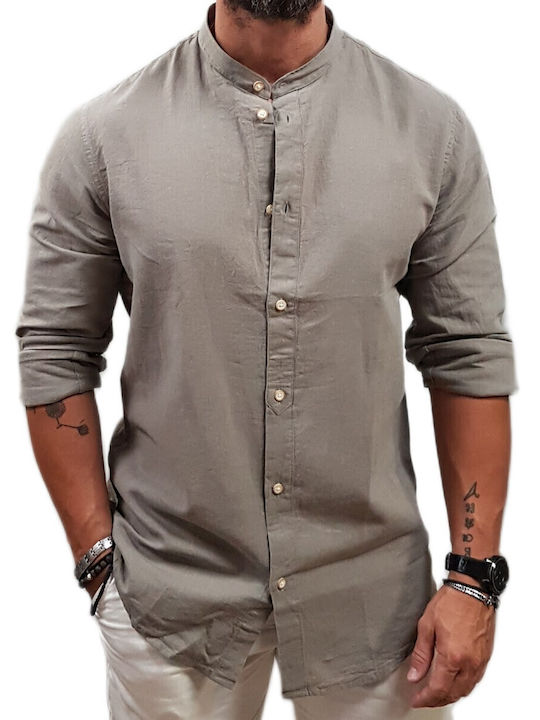 Vittorio Artist Long Sleeve Linen Shirt in Narr...