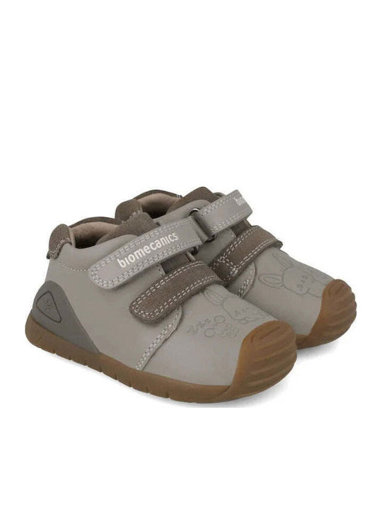 Anatomical Leather Kids Boots with Zipper Gray