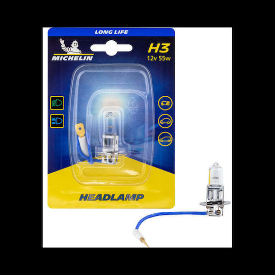 Michelin Λάμπα Αυτοκινήτου Long Life H3 / H1 Αλογόνου 12V 55W