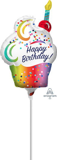 9" Mini Shape Luftballon Cup Cake Regenbogen