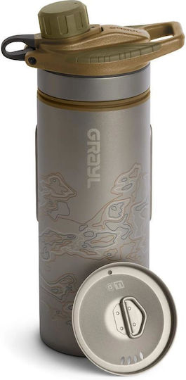 Geopress Ti Purifier Filter Purifier 24oz Thermos Bottle Plastic BPA Free 710ml Coyote Brown