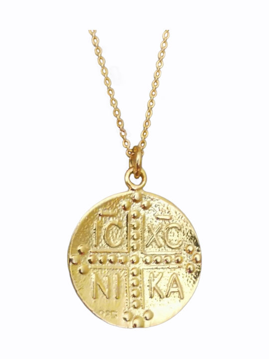 Aris Dentopoulos Jewellery Κολιέ Κωνσταντινάτο Φυλαχτό από Επιχρυσωμένο Ασήμι