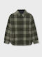 Kids Checked Shirt Long Sleeve Olive
