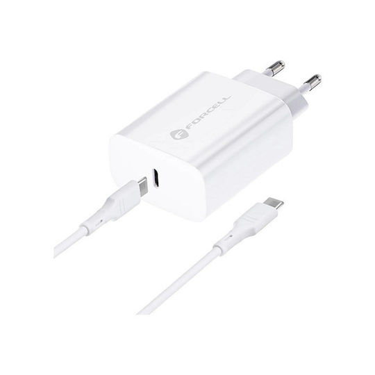 Forcell Încărcător cu Port USB-C și Cablu USB-C 25W Livrarea energiei Albς (F-Energy)