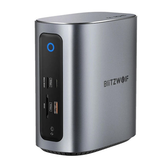 BlitzWolf USB-C Docking Station with HDMI/DisplayPort 4K PD Ethernet and Support for 3 Monitors Gray (BW-TH15)