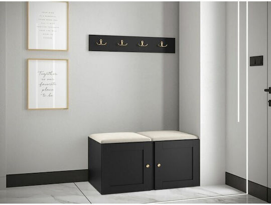 Hartford 376 Entry Furniture with Mirror & Hanger Light Brown, Black 84x44x42cm