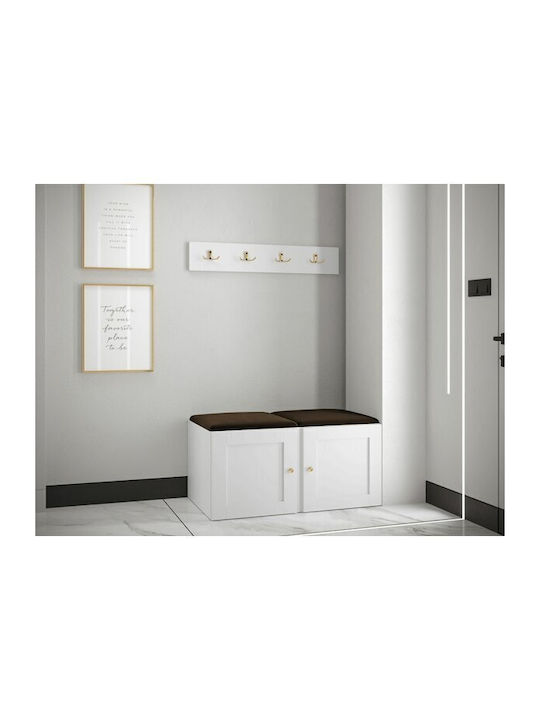 Hartford 376 Eingangsmöbel mit Spiegel & Garderobe Brown, White 84x44x42cm