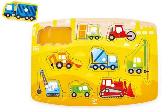 Hape Happy Puzzles Ξυλ.παζλ Οχηματα Construction Peg