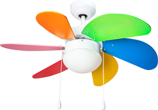 Wellio Ventilator De Tavan 76cm Cu Lentile De Mărire Multicolor / Alb