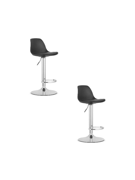 Σκαμπό Μπαρ με Ρυθμιζόμενο Ύψος Black 2τμχ 43x37x38εκ.