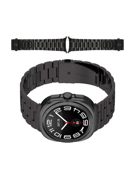 Curea Bizon din Oțel Inoxidabil pentru Ceas Aura Galaxy Watch Ultra 47 Mm Neagră