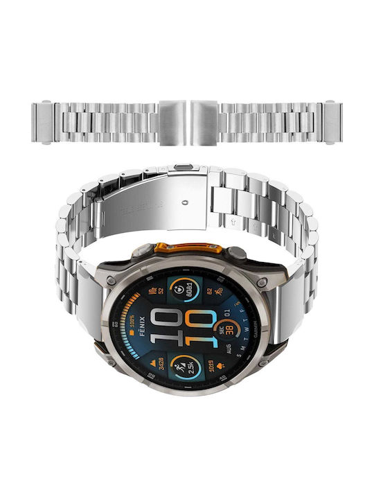 Curea Din Oțel Inoxidabil Smartwatch Bizon Strap Watch Aura Quickfit 22 Mm Argintie