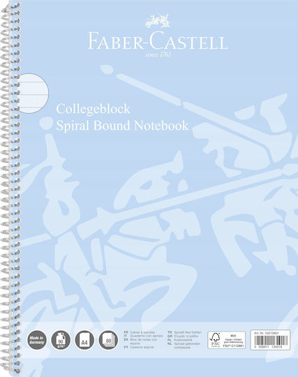 Faber-Castell Σημειωματάριο Σπιράλ Α4 80 Φύλλων Ριγέ Μπλε