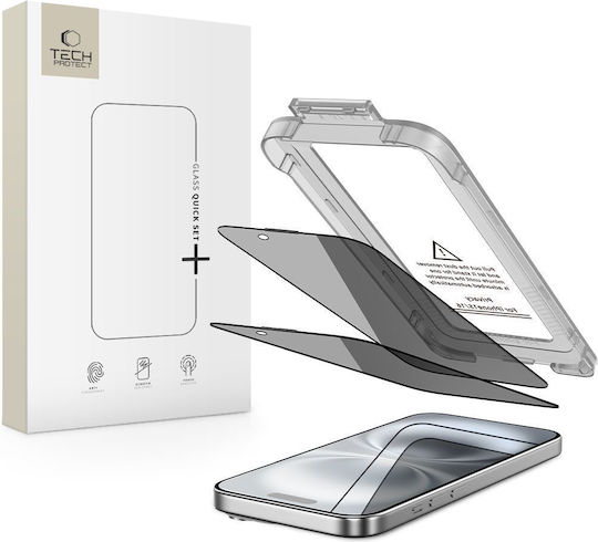 Tech-Protect Quick Set Spy+ Privacy Tempered Glass 2buc (iPhone 15)