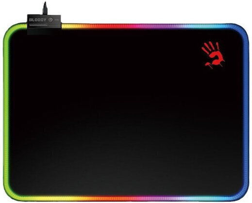 A4Tech Gaming Mouse Pad Medium (350mm) with Wrist Support and RGB Lighting via USB Gray