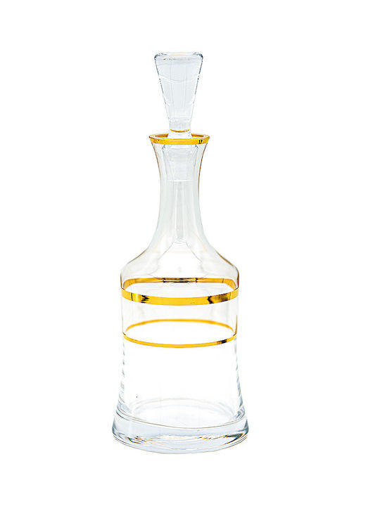 Bohemia Crystal Wine Decanter with Stopper & Glasses Gold