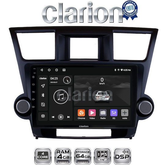 Clarion Car Audio System for Toyota Highlander 2008 > 2015 (Bluetooth/USB/WiFi/GPS/Apple-Carplay/Android-Auto)