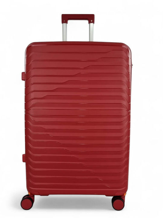 Playful Bags Large Travel Suitcase Hard Bordeaux with 4 Wheels Height 75cm