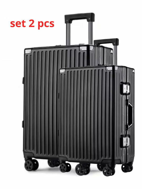 Koffer Hart Schwarz Maximale Höhe 72cm mit 4 Räder Set 2 Stück