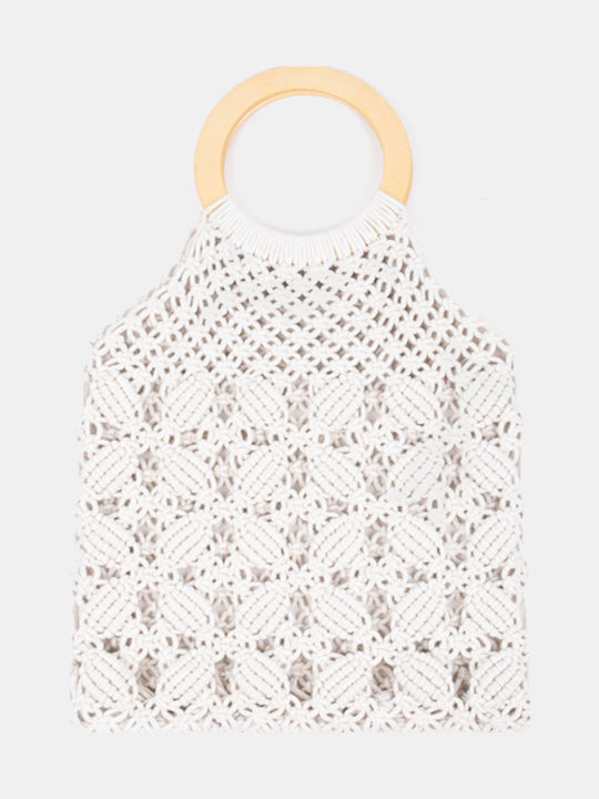 Geantă de Mână Macrame Handmade Albă