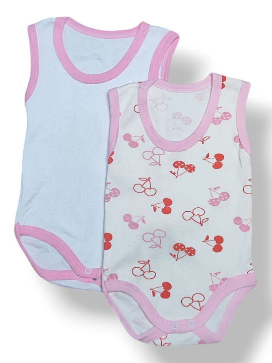 Babydom Fără mâneci White, Pink, Ecru, Cherries 2buc