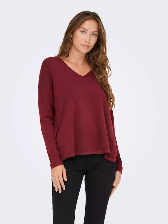 Life Women's Sweater with V Neckline Purple