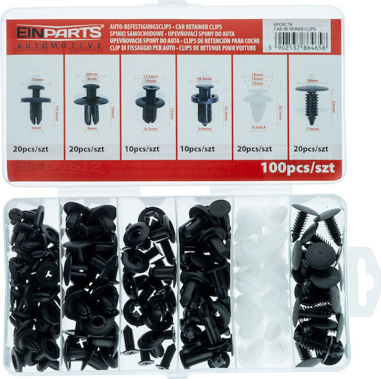Set Universal De Clipsuri Din Plastic Pentru Mașină 100 Bucăți