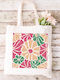 Geantă Din Pânză Tesătură Ecru Model Flowers 70s 02 Dimensiuni 38x40cm Cu Mânere 38x70cm