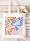 Shopping Bag Cotton Fabric Ecru Flowers 70s Design 24 Dimensions 38x40cm With Handles 38x70cm
