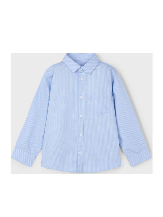 Mayoral Kids Striped Shirt Long Sleeve Light Blue
