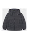 Kids Casual Long Jacket with Hood Black