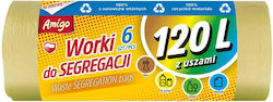 Gosia Trash Bags Capacity 120lt with Handles 6pcs Yellow