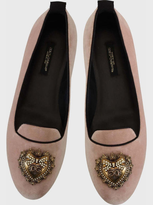 Dolce & Gabbana Devotion Leder Damen Loafers in Rosa Farbe