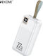 WK WP-96 Power Bank 30000mAh 27W with 2 USB-A Ports and USB-C Port White